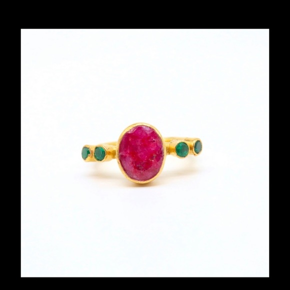 2 rings • ruby and emerald • 8.5 size - Picture 2 of 2